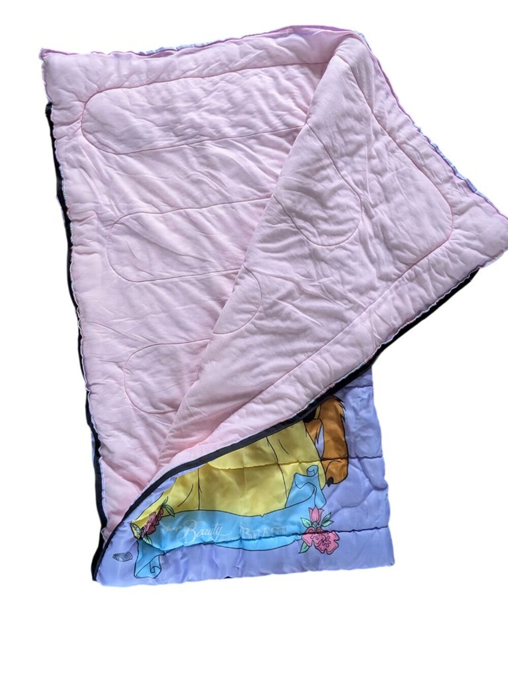 Vintage 90s Disney Beauty and the Beast Kids Sleeping Bag Retro Belle Princess - Picture 3 of 13